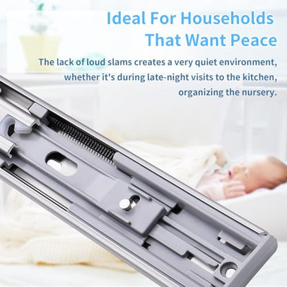 Soft Close Stainless Steel Drawer Slides 5 Pairs Full Extension 10 12 14 16 18 20 22 24 inch Side Mount Dresser Cabinet Replacement Ball Bearing Rails Runner 100LB (Stainless soft close 12Inch) - size: 12 Inch, style: Stainless soft close-5 pairs