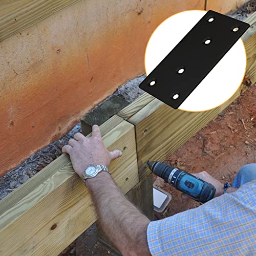 4pcs Metal Flat Straight Brace Bracket, 5'' x 1.9'' (L x W) Stainless Steel Mending Plate, Joining Bracket Wood Connectors for Furniture Corner Braces with Screws (Black) - size: 5'' x 1.9''/ 128mm x 48mm, style: Black-4pcs