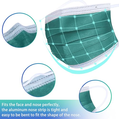 Disposable Face Mask 4-Ply for Adult, Soft Face Masks, Breathable Safety Mask… - color: Green Single