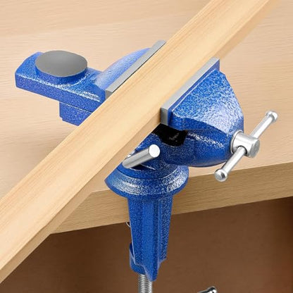 VEVOR Bench Vise, 3 Inch, Portable Workbench Vice with 360° Swivel Base, Quick Release Rotating Bench Clamp, Raised Base, Cast Iron Construction, for Woodworking, Metalworking, Drilling, and Cutting - size: 3inch