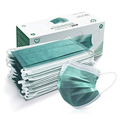 Disposable Face Mask 4-Ply for Adult, Soft Face Masks, Breathable Safety Mask… - color: Green