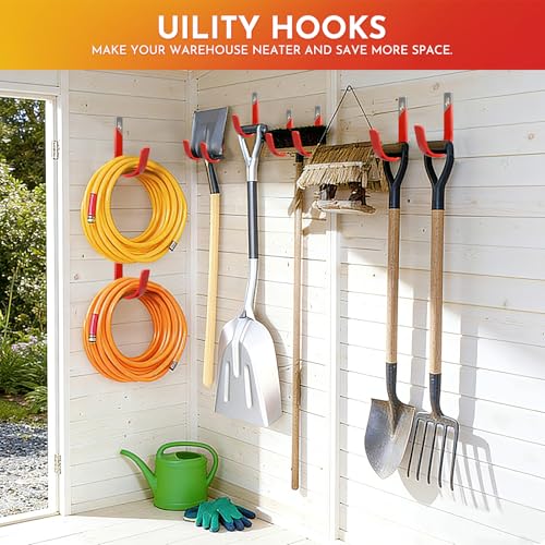 Garage Wall Hooks for Hanging Heavy Duty, 4 Pack Garage Organizer Storage Hooks Wall Mount for Garden Hoses, Brooms, Ladders, Garage Storage - size: 4 Pack