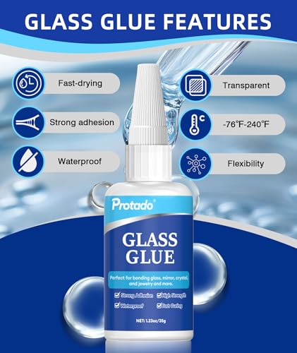 Glass Glue, 35g Heavy Duty Super Strong Clear Glue, Waterproof Heat Resistant Adhesive for Glass Bonding, Repair, Crystal, Mirrors, Windows, Glassware, Crafts, DlY Kits - style: Glass Glue