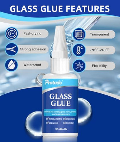 Glass Glue, 35g Heavy Duty Super Strong Clear Glue, Waterproof Heat Resistant Adhesive for Glass Bonding, Repair, Crystal, Mirrors, Windows, Glassware, Crafts, DlY Kits - style: Glass Glue