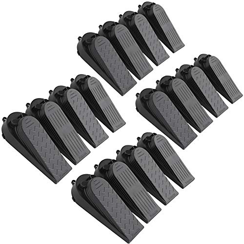 16Pcs Black Door Stoppers 2-in-1 Soft Rubber & Hard Plastic Design - Non-Scratch Finger Protector, Flexible Floor Gap Wedge for Home/Office, Modern Durable Door Stop Set. - size: 16Pcs Set