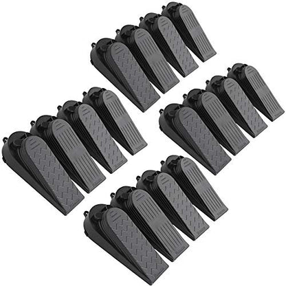 16Pcs Black Door Stoppers 2-in-1 Soft Rubber & Hard Plastic Design - Non-Scratch Finger Protector, Flexible Floor Gap Wedge for Home/Office, Modern Durable Door Stop Set. - size: 16Pcs Set