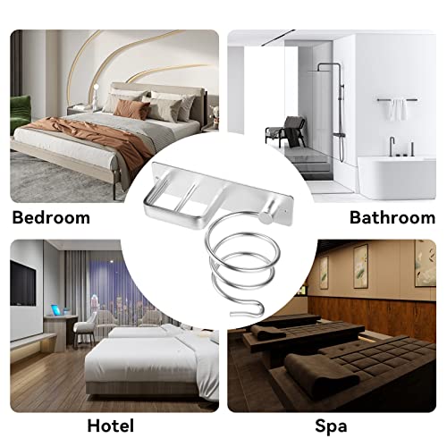 YUET Hair Dryer Holder Hairdryer Station Wall Mounted Shelf Bracket Straightener Stand Hanger Organizer Blow Storage with Cable Tidy Rack for Dressing Table Bathroom Aluminum Professional, Silver - color: Silver