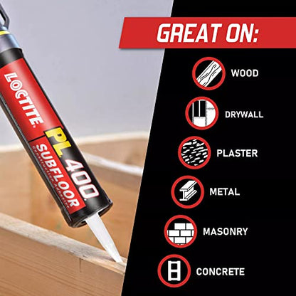 Loctite PL 400 Subfloor Heavy Duty Adhesive, 10 fl oz, Cartridge - size: Single/10 Ounce