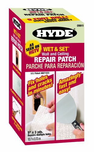 Hyde Tools 09911 5-Inch by 9-Foot Wet and Set Contractor's Roll Wall and Ceiling Repair Patch , Gray - size: Pack of 1, style: Roll