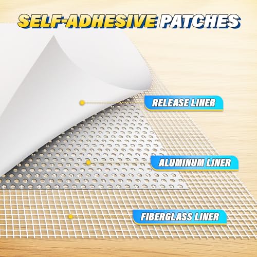DIYSELF 16 Pieces Drywall Repair Kit Spackle Wall Repair Drywall Patch Kit Wall Patch Repair Kit Quick Easy Solution for Wall Hole Repair and Drywall Hole Filler - size: 16 Pack