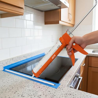 ADAK - Professional Caulking Gun, 10:1 Thrust Ratio, Caulking Gun No Drip, Hand Tool for Silicone & Sealant Application, Smooth Pressure Caulk Gun, Caulking Gun Tool (Orange) - color: Orange