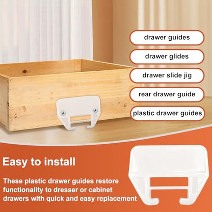 Plastic Drawer Guide Compatible with Prime-Line R 7221 21/32 in. x 1-1/8 in Rolled Edge Metal Tracks Drawer Glides Bottom Mount-2 Pack