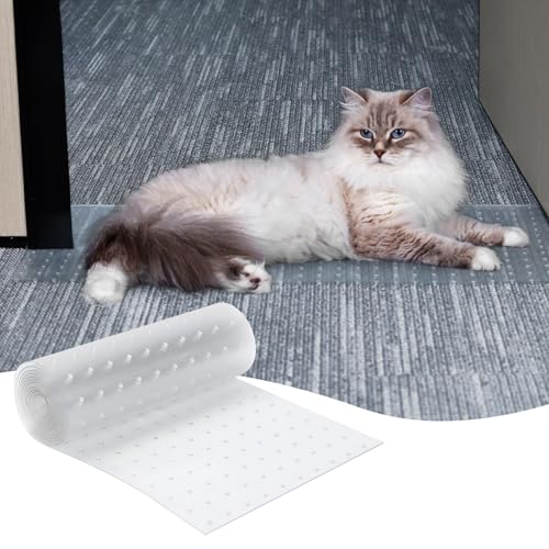 KHS 8.2FT Plastic Carpet Protector for Pets, Carpet Scratch Stopper, Stop Cats from Scratching Carpets at Doorways, Easy to Cut Cat Scratch Protector Mat, Plastic Runners - size: 8.2FT(1PC)