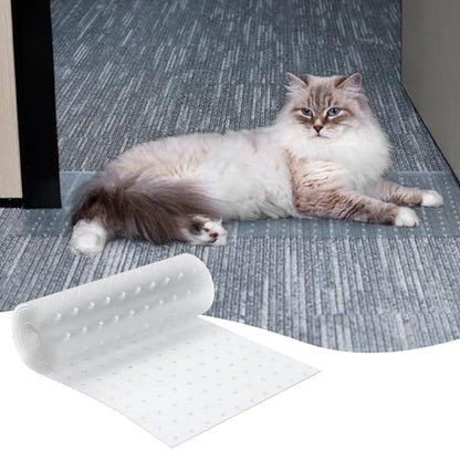 KHS 8.2FT Plastic Carpet Protector for Pets, Carpet Scratch Stopper, Stop Cats from Scratching Carpets at Doorways, Easy to Cut Cat Scratch Protector Mat, Plastic Runners - size: 8.2FT(1PC)