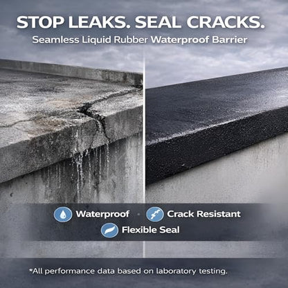 Crystal Clear Invisible Waterproof Agent - Elastic Liquid Rubber Waterproof Sealant for Shower, Tile & Bathroom Repair - Transparent Leak Stopper for Windows & Masonry - UV Resistant - 1 Quart - color: CLEAR