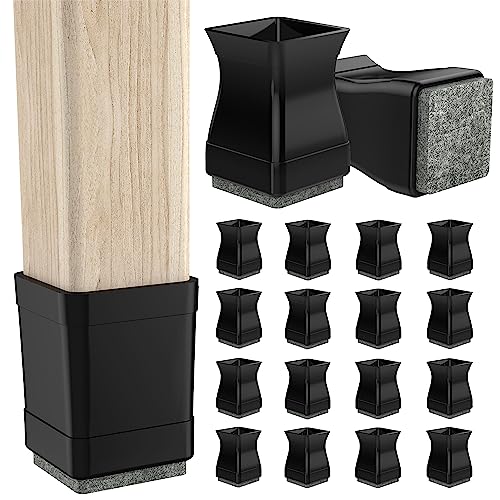 Square Chair Leg Protectors for Hardwood, 16Pcs Silicone Chair Legs Caps to Prevent Floor from Scratches and Reduce Noise, Easy to Move(1.25 Inch Black). - color: Glossy Black, size: Square (1.02-1.26")