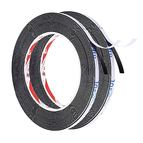 PATIKIL 5m/16.4ft Sealing Foam Tape, 2 Rolls 5mm Wide 1mm Thick Single Sided Weather Stripping Door Seal Strip for Window Door Insulation, Black - size: 5mx5mmx1mm