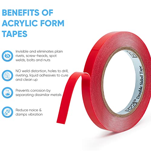 HPP Double Sided Tape Clear, Heavy Duty Tape, Strong and Permanent for Outdoor and Indoor, (0.5in x 16ft) - size: 0.5in x 16ft