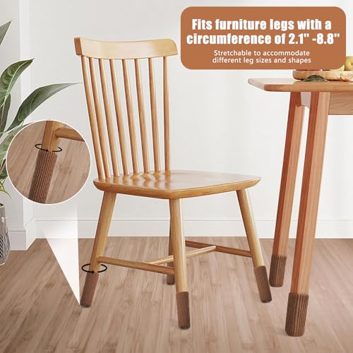 16 PCS Brown Furniture Leg Socks - Knitted Chair Leg Floor Protectors for Hardwood Floors - Fits Round and Square Legs - High Elastic Bar Stool Chair Leg Covers Furniture Caps Set for All Shapes - size: 16 Pcs Brown