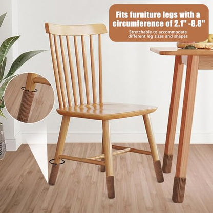 40 PCS Brown Furniture Leg Socks - Knitted Chair Leg Floor Protectors for Hardwood Floors - Fits Round and Square Legs - High Elastic Bar Stool Chair Leg Covers Furniture Caps Set for All Shapes - size: 40 Pcs Brown