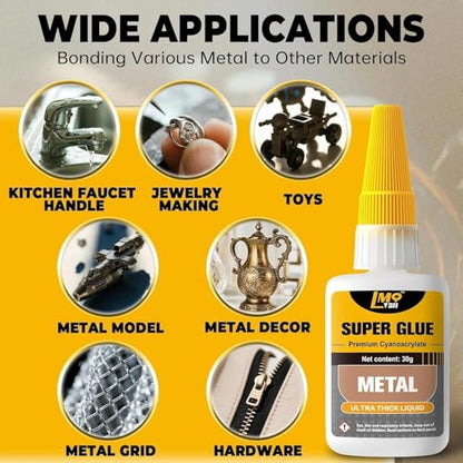 Metal Super Glue Liquid, 60g Clear Instant Thick CA Glue for Stainless Steel Aluminum DIY Crafts and Repairs, Fast Drying High Strength All Purpose Permanent Professional Cyanoacrylate Adhesives - size: 2oz-thick