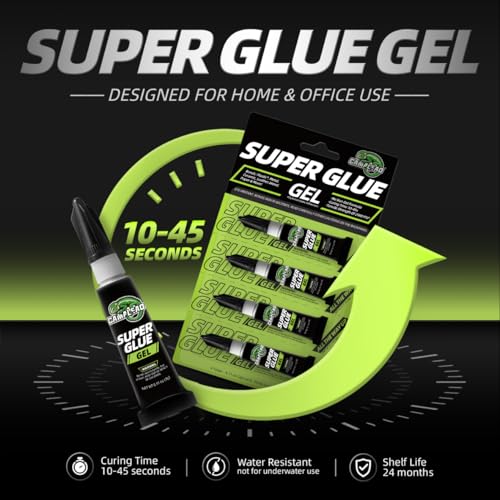 Super Glue Gel for Plastic, Metal, Glass, Ceramic, Wood, Rubber, Leather, 2900 PSI Strength All Purpose Single-Use Mini CA Adhesive for Small Household Repairs, Precision Bonding - 4 x 3g - size: 4 X 3g (1 Pack), style: GEL