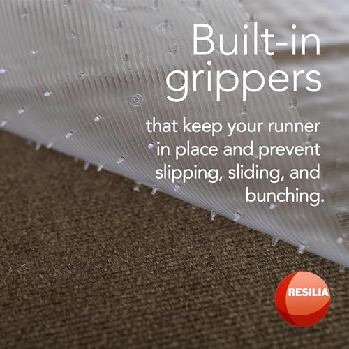 RESILIA Low-Pile Carpet Runner - Non Slip Carpet & Rug Protection, Washable Clear Vinyl Floor Runners, 27 Inches Wide x 6 Feet Long, Made in The USA - size: 2'3" x 6' (Rectangular)