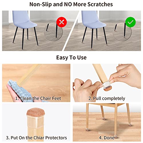 Ezprotekt 24 Pcs Small Clear Square Chair Leg Floor Protectors for Hardwood Floors, Silicone Felt Furniture Pads, Table Chair Leg Cups Covers, Bar Stool Leg Protectors Caps (S Fit: 3/5" to 7/10") - size: S-Square