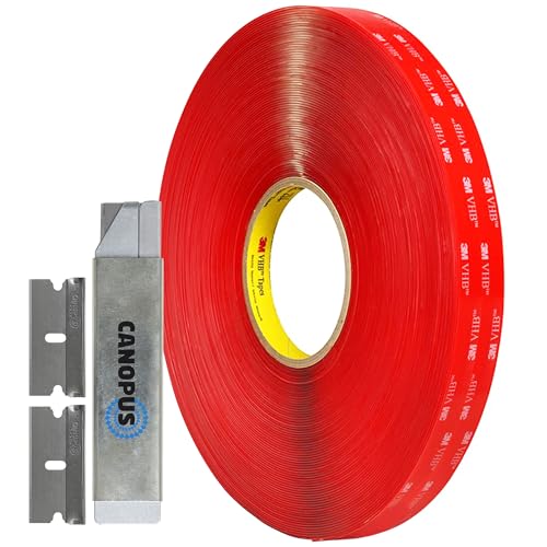 CANOPUS Double Sided Mounting Tape, Strong & Heavy Duty, Permanent Clear 4910, for Indoor Outdoor Fixing, DIY Crafts, LED Lights, Car Glass, Home & Office Walls Decoration, 0.5in x 15ft, Made in USA - size: 0.50in x 15ft