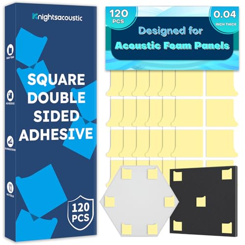 Knightsacoustic Heavy Duty Double-Sided Tape Squares, 120 PCS, Adhesive for Acoustic Foam, Wall Panel Adhesive Pads - size: 120 PCS