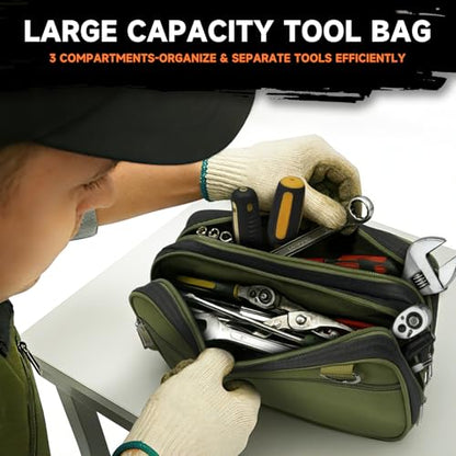 Organizer Tool Pouch Small Tool Bag with Zipper Waterproof Utility Multi Compartments Orange - color: Orange