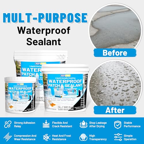 Hupeyna Liquid Waterproof Sealant, Invisible Water Proof Agent, Anti-Leakage Repairing Transparent Waterproof Coating, Indoor and Outdoor Water-Based Waterproofing Glue 1L