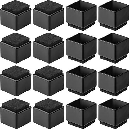 Anwenk 1''x1 Square Chair Leg Floor Protectors with Felt Pads 1inch 1 in Square Table Leg Protectors Chair Leg Caps Small, 16Pack, Black - color: 16pack 1"x1"feltpad-bk