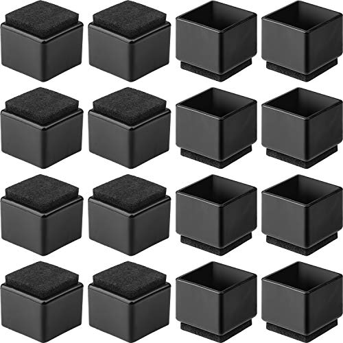 Anwenk 1''x1 Square Chair Leg Floor Protectors with Felt Pads 1inch 1 in Square Table Leg Protectors Chair Leg Caps Small, 16Pack, Black - color: 16pack 1"x1"feltpad-bk