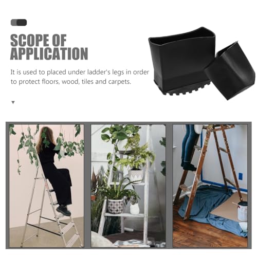 Angoily Non-Slip Ladder Feet Pads 4-Pack Rubber Step Ladder Foot Covers Protective Mat for Household Folding Ladders Floor Protection 2.75X2.75X1.37 Inch
