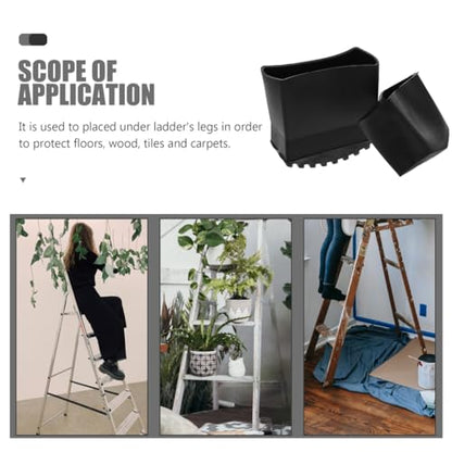Angoily Non-Slip Ladder Feet Pads 4-Pack Rubber Step Ladder Foot Covers Protective Mat for Household Folding Ladders Floor Protection 2.75X2.75X1.37 Inch