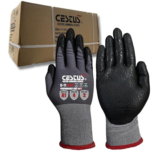 Cestus C11e, Nitrile Coated Work Gloves with Grip, Touchscreen, Reinforced Double Knit - size: Small, style: 120 Pairs