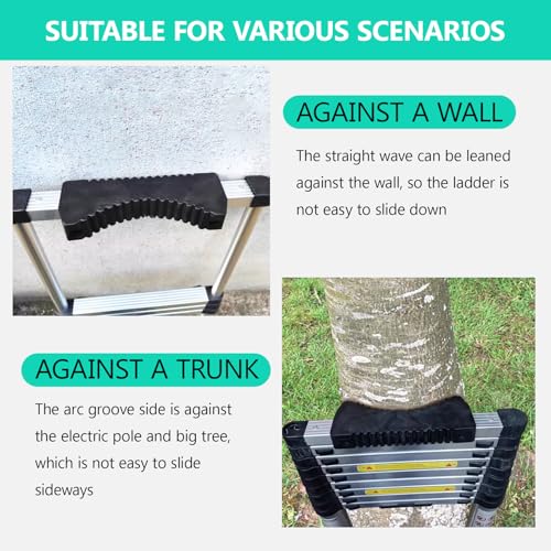 Rubber Steep Ladder Stabilizer,Anti-Slip Ladder Accessory,with Strap and Screws Ladder Poles Non-Slip Mat for Telescopic Ladder, Single Straight Ladder, Engineering Ladder, Enhance Stability
