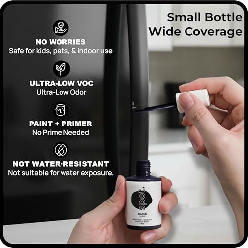 spot. High-Gloss Black Touch Up Paint – Porcelain and Appliance Repair for Chips, Stains, Scratches, and Cracks on Fridges, Microwaves, Dishwashers, Dryers, Tiles, and Metal Surfaces – 1 fl oz - color: Black Pearl