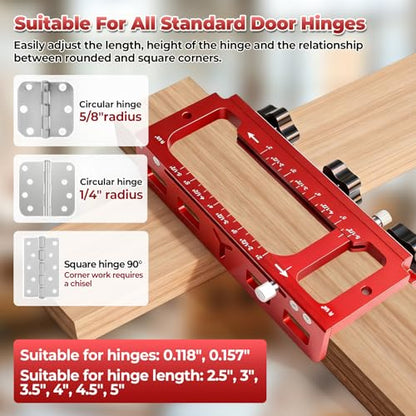 JOJOCY 1229 Hinge Jig Plus, Dual Clamping Door Hinges Mortiser Kit with Strike & Latch Templates, Self-Aligning Hinge Jig for 2.5” to 5.5” Hinges