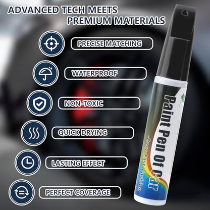 Car Touch-Up Paint Pen & Scratch Repair Marker & Eraser for Automotive Chips & Scratches, Dripless Paint Repair with Clear Coat & UV Protection, 0.5oz Universal Pen