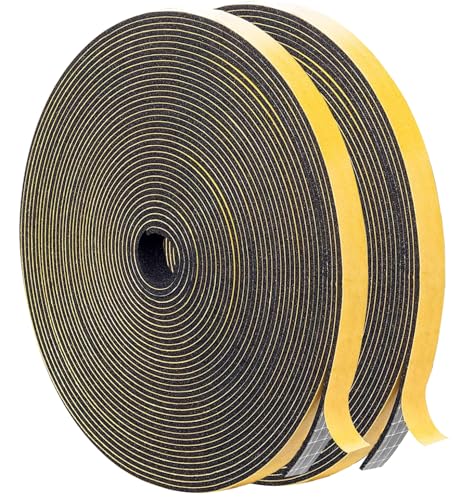 Weather Stripping Door Seal Strip Strong Adhesive Foam Insulation Tape Tape Gasket for Door and Windows (Black, 1/4 Inch X 1/16 Inch X 66Feet) - color: Black, size: 1/4 Inch X 1/16 Inch X 66Feet