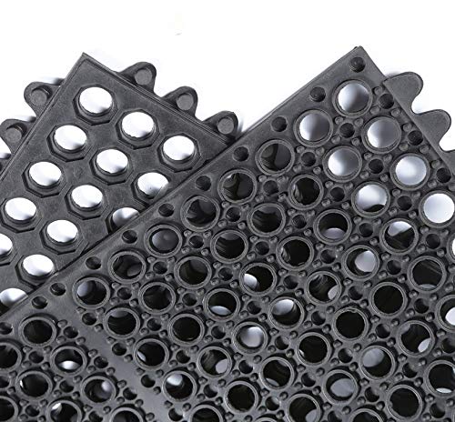Yesland Anti-Fatigue Rubber Matting, 36 x 36 x 1/2 Inches, Black Dura Chef Anti-Slip Kitchen Mat for Restaurant Bar Floor, Bath Mat for Wet Areas, Garage, Garden Use