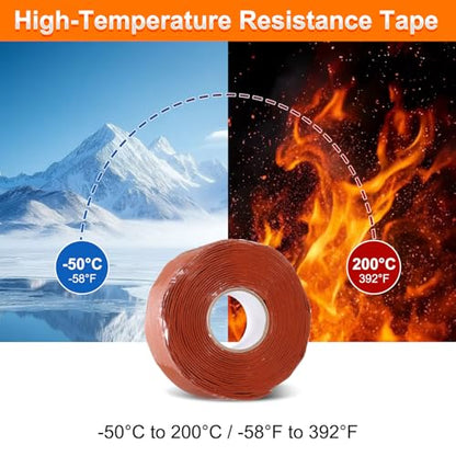 uxcell Self Fusing Silicone Tape, 1" x 10ft Waterproof Water Leak Sealing Tape for Plumbing Pipe Hose Repair Handles, Red (0.5mm Thick) - color: Red