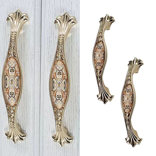 3-3/4" Zinc Alloy Cabinet Pulls Furniture Knobs Floral Pattern Cupboard Handle Drawer Pulls Solid Metal Kitchen Hardware Handles for Cabinet Drawer Wardrobe (2pcs/Set) - color: Floral, size: 3-3/4 Inch