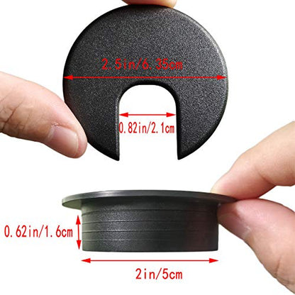 TTSAM Desk Grommet Desk Hole Covers 2 Inch Black Plastic Grommets Table Grommet Cap，Used for Wire and Cable Finishing on Office Computer Desk (Pack of 10) - color: Black, size: 50 mm/ 2 Inch Mounting Hole Diameter