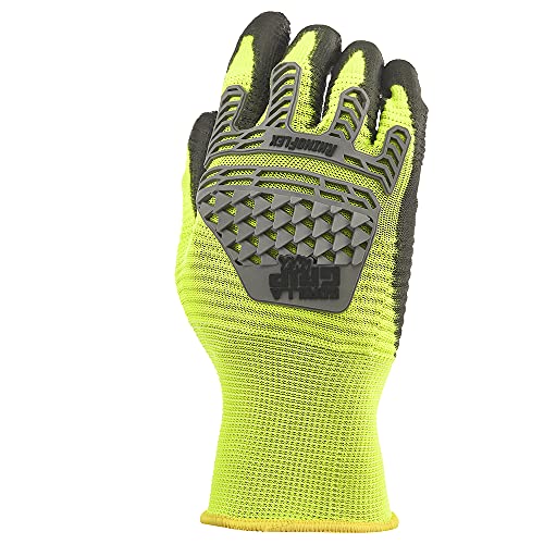 Gorilla Grip Max RhinoFlex High Vis Work Gloves With Impact and Abrasion Protection, Medium