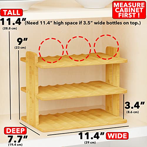SpaceAid Bamboo Water Bottle Organizer with Labels, Kitchen Pantry Water Bottle Storage Rack for Cabinets, Home Cup and Wine Bottle Holder Shelf Organizers, (3-Tier, Hold 9 Bottles) - size: 3-Tier, 9 Bottles