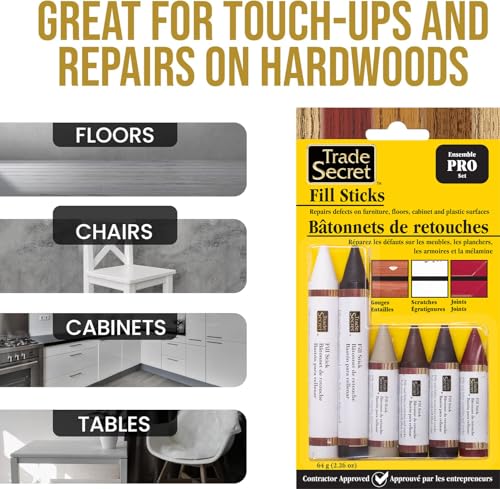 Wood Scratch Repair Fill Stick for Various Surfaces (Set of 6), Great for Touch-Ups and Repairs on Hardwoods Floors, Furniture, Cabinets and Plastic Surfaces. - color: Proset