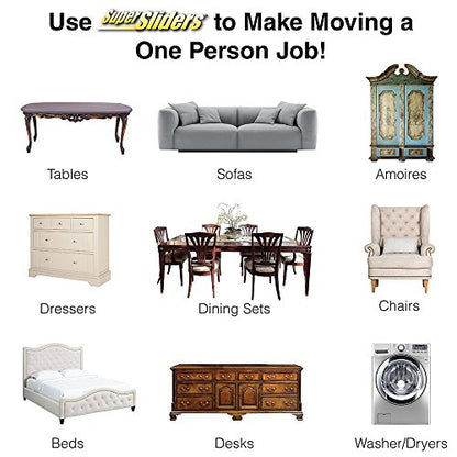 SuperSliders 4712795N Reusable Furniture Sliders for Carpet- Quickly and Easily Move Any Item, 3-1/2” Linen (16 Pack)